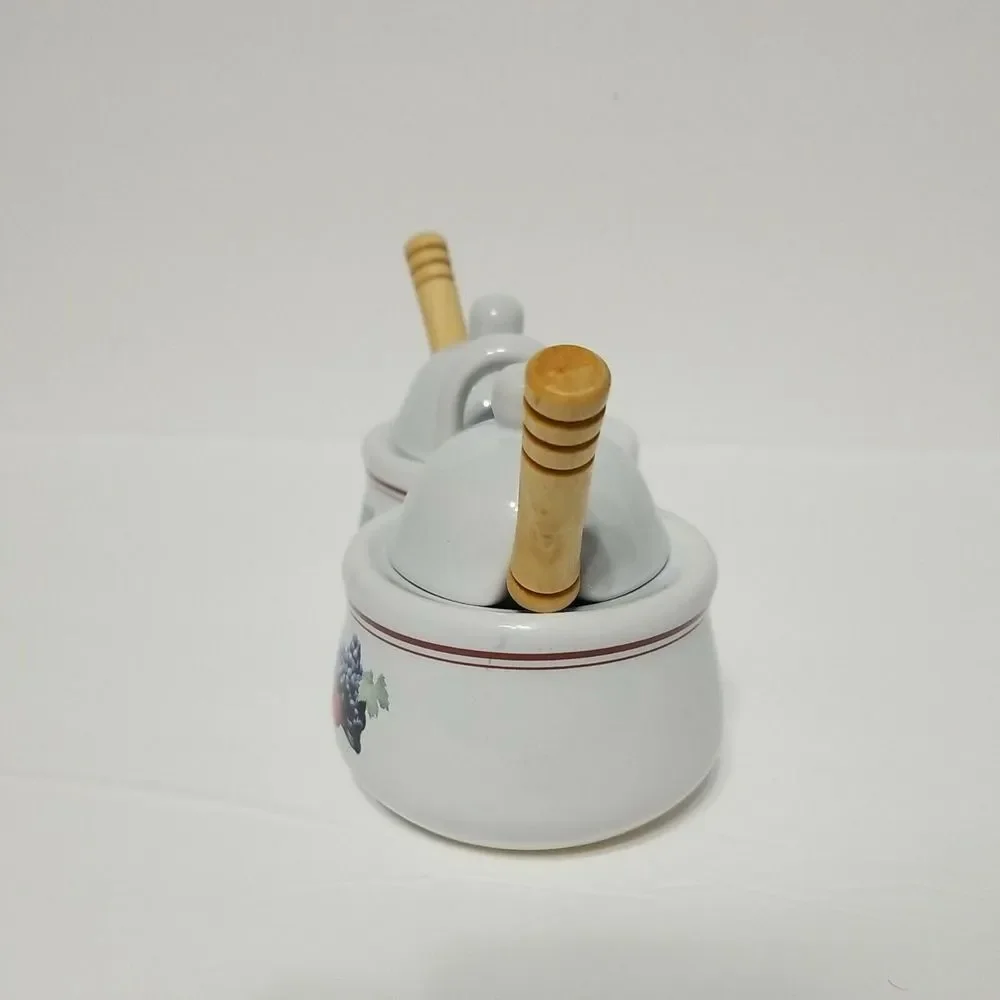Houston Harvest Gift Products Double Condiment Covered Serving Dish w/‎ Spoons
